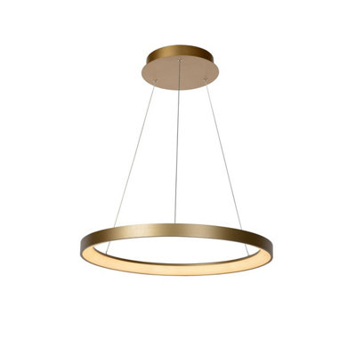 Lucide Vidal Modern Pendant Light 58cm - LED Dim. - 1x48W 2700K - Matt Gold, Brass