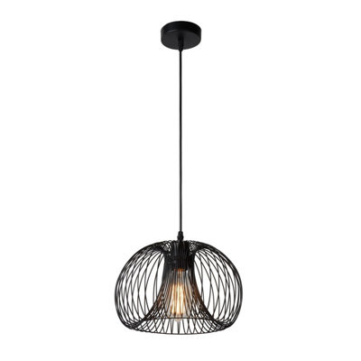 Lucide Vinti Vintage Wire Pendant Light 30cm - 1xE27 - Black