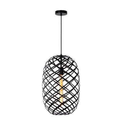Lucide Wolfram Modern Pendant Light 32cm - 1xE27 - Black