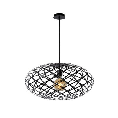 Lucide Wolfram Modern Pendant Light 65cm - 1xE27 - Black