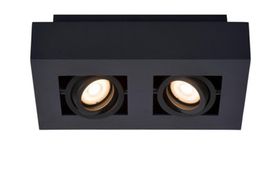 Lucide Xirax Modern Ceiling Spotlight - LED Dim to warm - GU10 - 2x5W 2200K/3000K - Black