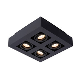 Lucide Xirax Modern Ceiling Spotlight - LED Dim to warm - GU10 - 4x5W 2200K/3000K - Black