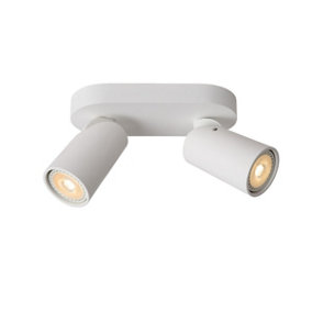 Lucide Xyrus Modern Twin Ceiling Spotlight - LED Dim to warm - GU10 - 2x5W 2200K/3000K - White