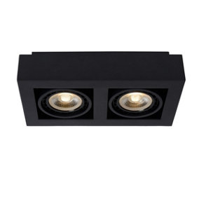 Lucide Zefix Modern Ceiling Spotlight - LED Dim to warm - GU10 - 2x12W 2200K/3000K - Black