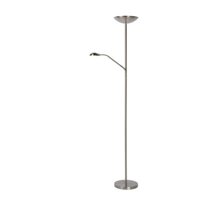 Lucide Zenith Modern Floor Reading Lamp - LED Dim. - 3000K - Satin Chrome