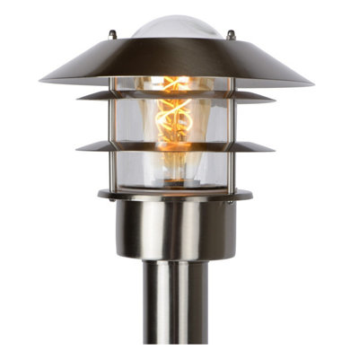 Lucide Zico Cottage Bollard Lamp post Outdoor 21,8cm - 1xE27 - IP44 - Satin Chrome