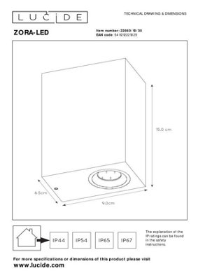 Lucide Zora-Led Modern Rectangle Up Down Wall Spotlight Outdoor - LED ...