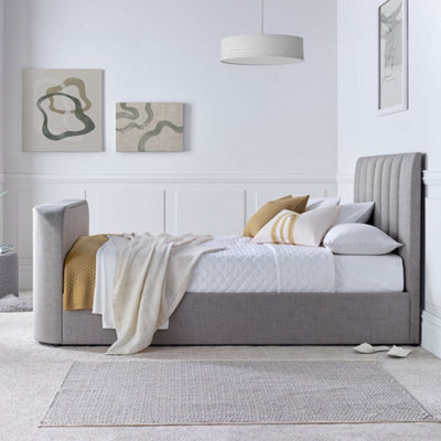 Lucille Upholstered TV Bed Mid Grey - Double Bed Frame Only