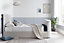 Lucille Upholstered TV Bed Natural Velvet - King Bed Frame Only