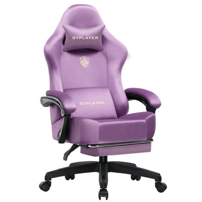 LUCKRACER Fabric Gaming Chair, Ergonomic Computer Chair with Footrest ...