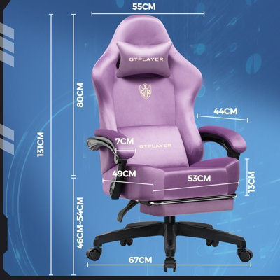 LUCKRACER Fabric Gaming Chair, Ergonomic Computer Chair with Footrest ...