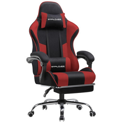 LUCKRACER Fabric Gaming Chair, Massage Ergonomic Computer Chair with ...