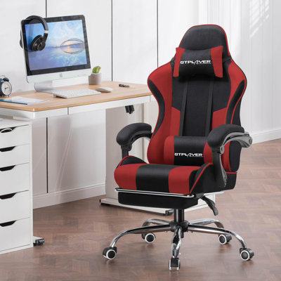 LUCKRACER Fabric Gaming Chair, Massage Ergonomic Computer Chair with ...