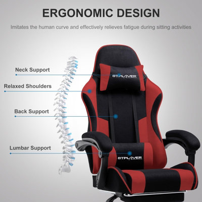 LUCKRACER Fabric Gaming Chair, Massage Ergonomic Computer Chair with ...