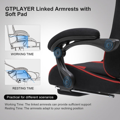 LUCKRACER Fabric Gaming Chair, Massage Ergonomic Computer Chair with ...