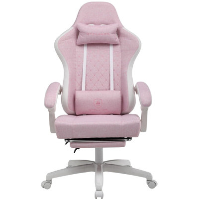 LUCKRACER Fabric Gaming Chair with Footrest, Computer Chairs for Adults ...