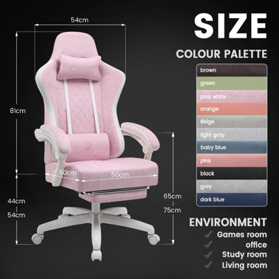 LUCKRACER Fabric Gaming Chair with Footrest, Computer Chairs for Adults ...