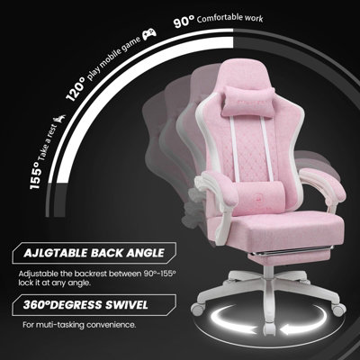 LUCKRACER Fabric Gaming Chair with Footrest, Computer Chairs for Adults ...