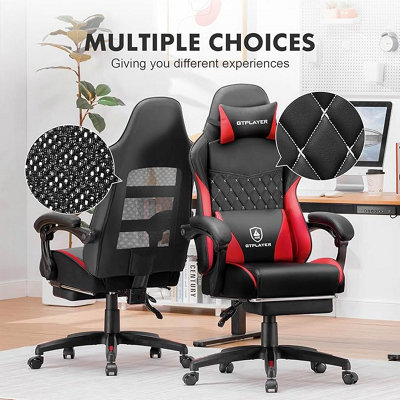 LUCKRACER Gaming Chair, Ergonomic Height Adjustable Leather Computer ...
