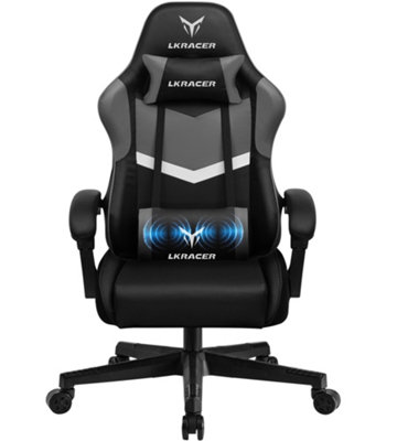 LUCKRACER Gaming Chair, Massage Ergonomic Computer Chair Lumbar Support ...
