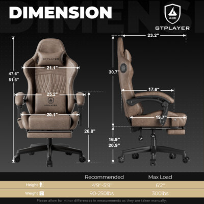 LUCKRACER Gaming Chair with Speakers, Ergonomic Computer Chairs with ...