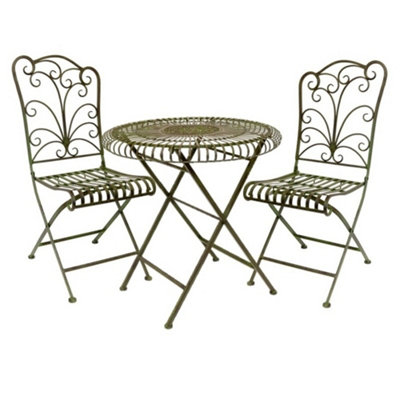 Lucton 3 Piece Garden Table & 2 Chair Set - Folding Vintage Garden Bistro Set