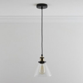 Lucy One Light Hanging Clear Glass Ceiling Pendant with Filament Bulb