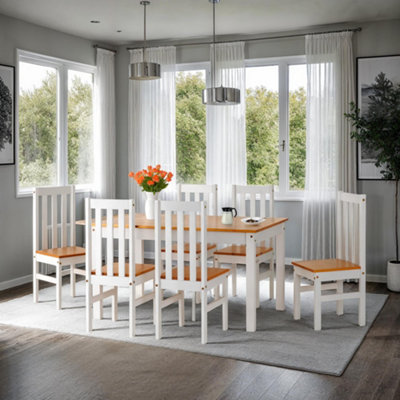Ludlow 1+6 Dining Set - White/Oak Lacquer