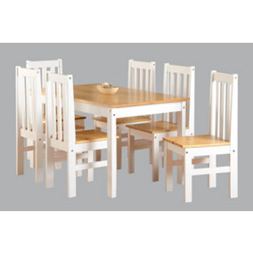 Ludlow 1+6 Dining Set - White/Oak Lacquer