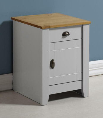 Ludlow 1 Drawer 1 Door Bedside Cabinet in Grey and Oak Lacquer