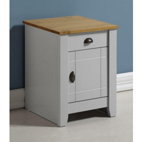 Ludlow 1 Drawer 1 Door Bedside Cabinet in Grey and Oak Lacquer