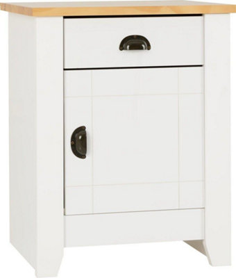 Ludlow 1 Drawer 1 Door Bedside Cabinet in White and Oak Lacquer