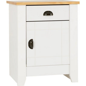 Ludlow 1 Drawer 1 Door Bedside - L41 x W46.5 x H59.5 cm - White/Oak Lacquer
