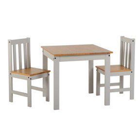 Ludlow Dining Set Table with 2 Chairs Grey with Oak Lacquer