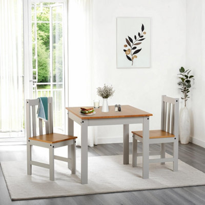 Ludlow Dining Set Table with 2 Chairs White with Oak Lacquer
