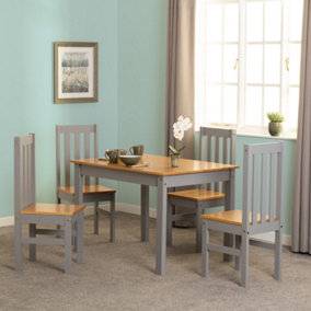 Ludlow Dining Set with 4 Chairs Grey Oak Lacquer Finish