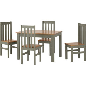 Ludlow Dining Set with 4 Green Chairs Oak effect Table