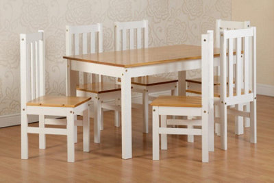 Ludlow Dining set with 6 Chairs White with Oak Lacquer