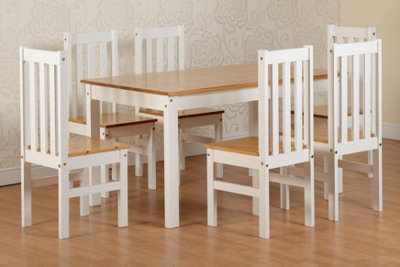 Ludlow Dining set with 6 Chairs White with Oak Lacquer