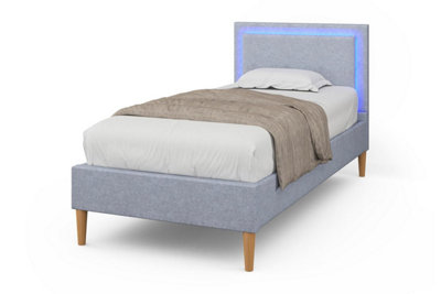 Ludlow LED Headboard Grey Fabric Upholstered Bed - Single 3ft
