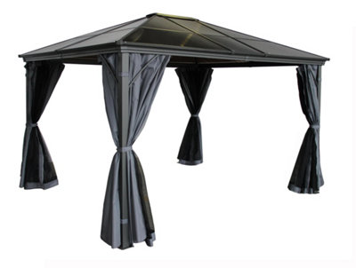 LUGANO POLYCARBONATE GAZEBO 3X3.6M GREY