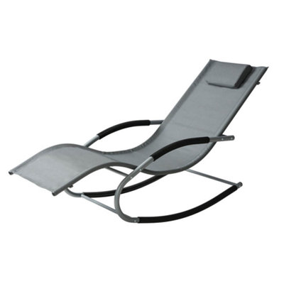 Lugano Textilene Rocking Sun Lounger with Pillow - Grey