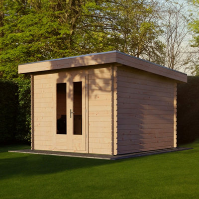 Lugarde Woodpro Premium Ascot Log Cabin - 3m x 3m - Double Glazed Pent Roof - 4