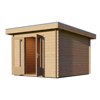 Lugarde Woodpro Premium Ascot Log Cabin - 3m x 3m - Double Glazed Pent Roof - 5