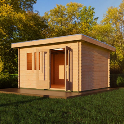 Lugarde Woodpro Premium Buckingham Log Cabin - 4m x 3m - Double Glazed Pent Roof