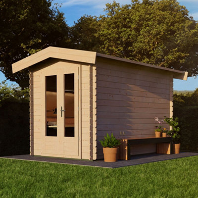 Lugarde Woodpro Premium Harrogate Log Cabin - 3m x 2m - Double Glazed Apex Roof - 3