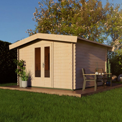 Lugarde Woodpro Premium Kensington Log Cabin - 3m x 3.5m - Double Glazed Apex Roof