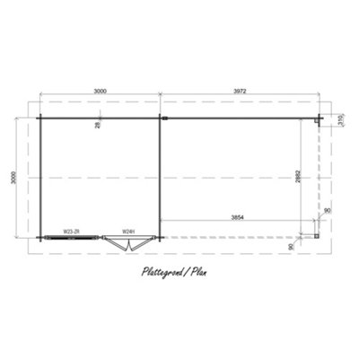 Lugarde Woodpro Premium Richmond Log Cabin - 7m x 3m - Double Glazed Pent Roof with Veranda - 3