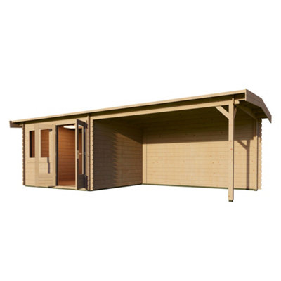 Lugarde Woodpro Premium Richmond Log Cabin - 7m x 3m - Double Glazed Pent Roof with Veranda - 5