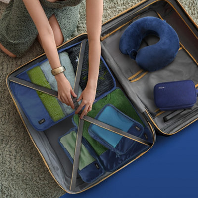 LUGG Travel Essentials Set of 6 with travel Pillow, Navy